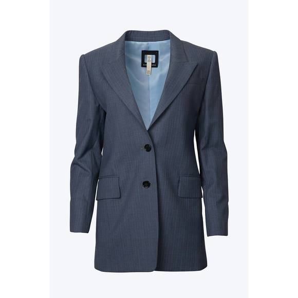 NEW LANDSCAPE fine wool single-breasted blazer in blue turk stripe - Picture 2 of 2